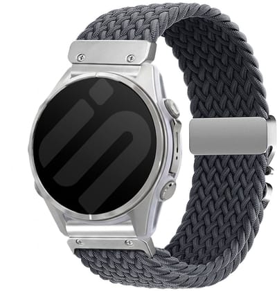 Strap-it Garmin Fenix Universeel 22mm gevlochten bandje met P-buckle - horlogebandje geschikt voor Garmin Fenix 9 (Pro) 47mm - Fenix 8 (Pro-E-47mm) - Fenix 7 (Solar-Pro) - 6 (Solar-Pro) - Fenix 5 (Plus) - Donkergrijs/zilver