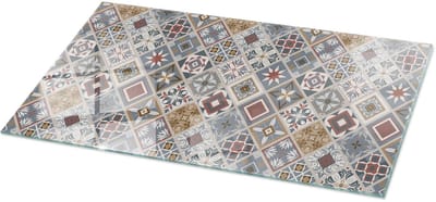 Tulup Tafelblad Glas - Mozaïekpatroon Met Ornamenten Gehard Glas - 100 cm x 50 cm - Grijs Glazen Tafelblad - Rechthoekig Tafelblad Glas - Glazen Tafelblad voor Tuin of Terrastafels - Glasplaat Tafel