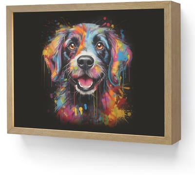 Wandlamp 40x30 cm - Oplaadbaar - Graffiti - Hond - Zwart - Kleuren - Wandlampen binnen woonkamer - Slaapkamer lamp - Decoratieve nachtlamp - Vloerlamp draadloos