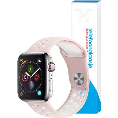 Siliconen sportbandje Apple Watch 1/2/3/4/5/6/SE ? 38/40mm - Roze/Wit