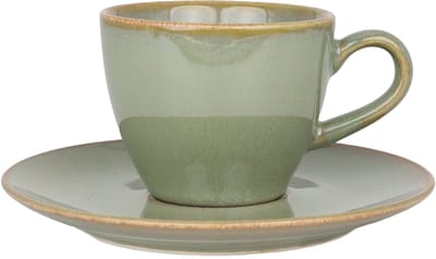 Bonna Sage Hygge - Espresso kopjes & schotel - 80 cc - Porselein - set van 6