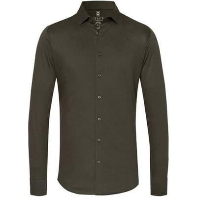Desoto Overhemd Kent Piqué Optics Jersey Dark Moss Green / male
