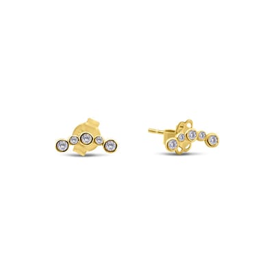 New Bling 9NBSAM-G230262 Gouden Oorknopjes met Zirkonia - Boogje - 8x2,9mm - 14 Karaat - Goud