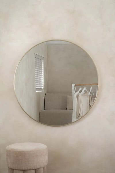 Nordic Style® Ronde spiegel 80x80cm - Greige - Scandinavische Spiegels - Cirkel - Wandspiegel - Badkamerspiegel - Gangspiegel - Wand - Gang - Badkamer