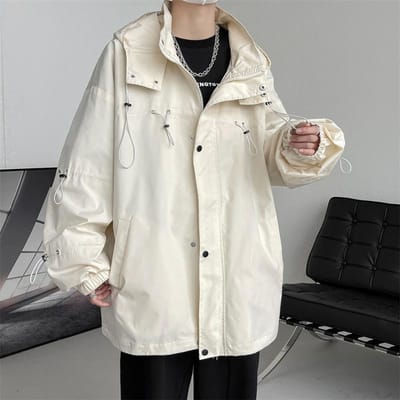 Jas Heren Trenchcoat, Lente Nieuw Hong Kong Stijl Casual Herenkleding, Tiener Student Trend Jas met Capuchon voor Mannen 5XL