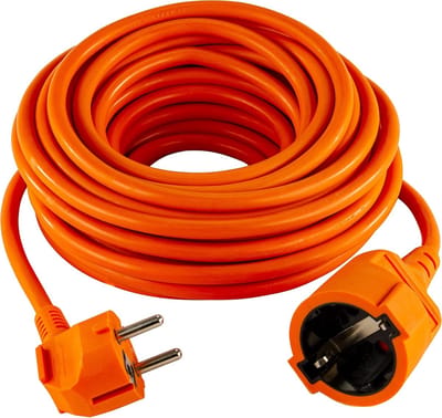Verlengsnoer - Verlengsnoer Buiten - Verlengsnoer 20 Meter - IP44 - met Stekker en Connector - Laag Verlies - Oranje