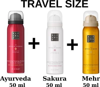 Rituals Combi Set - Travel Shower Gels Set - Sakura 50 ml - Ayurveda 50 ml - Mehr 50 ml - Doucheschuim - Douchegels