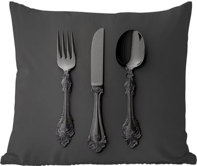 Buitenkussen - Bestek - Zwart - 45x45 cm - Weerbestendig