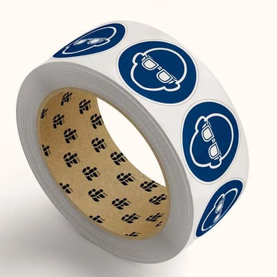 Veiligheidsbril verplicht stickers op rol - M004 | 5 cm - 477 stickers per rol