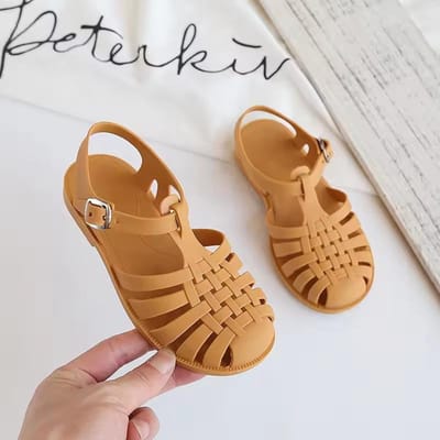 Chaussures de Plage pour Fille Été Mer Sandales Gladiateur Filles Semelle Douce Antidérapante Chaussures Gelée Princesse Plates Rétro Romaines Tongs 27 166cm orange
