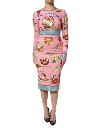 Italiaans Brood Print Midi Jurk