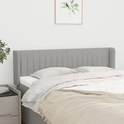 vidaXL - Hoofdbord - met - randen - 147x16x78/88 - cm - stof - lichtgrijs