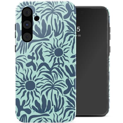 Selencia Hoesje - Geschikt voor Samsung Galaxy A55 (5G) - Backcover - Tropical Vibes Light Blue