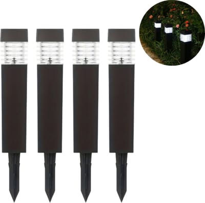Nivard Tuinverlichting - Tuinlampen - Buitenverlichting - Tuin Verlichting - Led Lamp - Licht - Op Zonneenergie - Klein - Wit Licht - 4 stuks