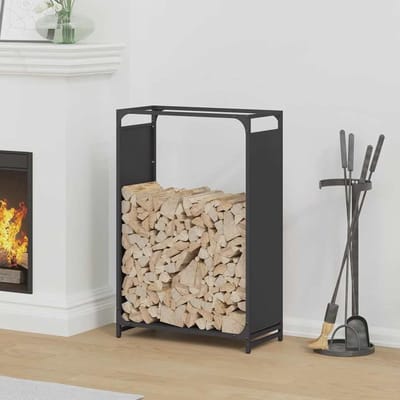 Houtrek - Houtopslag - Haardhout Opslag - Stabiele Constructie - 60 x 28 x 90 cm - Zwart