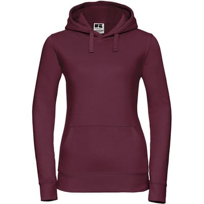 Russell Dames Premium Authentieke Hoodie (3-Lagen Stof) (Bourgondië)
