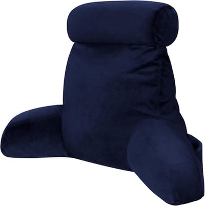 Leeskussen met afneembare nekrol en rugsteun - Perfect voor lezen en tv kijken, marineblauw