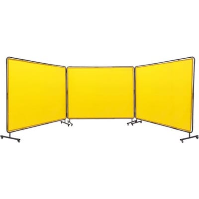 VEVOR 3-delig Lasgordijn 1,8x2,4m Lasbeschermingsgordijn van Vlamvertragend Vinyl Lasbeschermingswand met 12 Zwenkwielen en Een 6-traps UV-werende Lasdeken Lasbescherming Geel