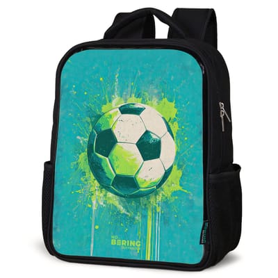 NoBoringSuitcases.com® - Rugzak zwart jongens - Schooltas jongen - NoBoringSuitcases.com® - Rugzak zwart - Schooltas jongen & meisje - Voetbal - Verfspatten - Groen - Blauw - Rugtas voor school - Boekentas kind - Schoolrugzak - Kinderrugzak