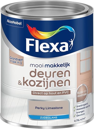 Flexa - Mooi Makkelijk Deuren & Kozijnen Zijdeglans - Perky Limestone - Mengverf - 750 Ml