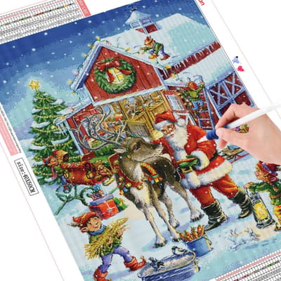 Kerst Diamant Schilderij Kerstman Huisdecoratie Volle Boor Strass Afbeelding Handwerk Liefhebber 20X30CM brown