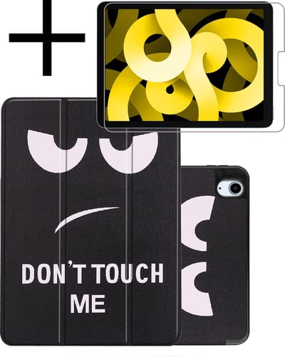 Hoes - Geschikt voor Apple iPad Air 5 (2022) - 10.9 inch - 5e Generatie - M1 - Met Screenprotector - Trifold Bookcase - Hard Cover Case - Met Uitsparing Geschikt voor Apple Pencil - Hardcover Book - Tablet Hoesje - Don't Touch Me