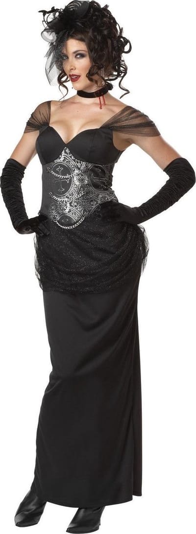 Victorian Vampiress Volwassenen Vrouwen Zwart Halloween en Horror Maat S
