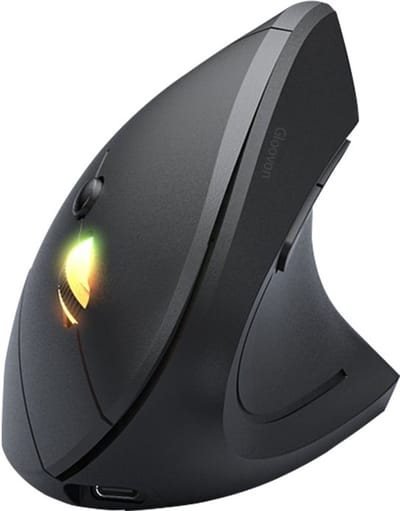 Gloovon® Verticale Ergonomische Muis - Draadloos (Bluetooth 5.4 + 2.4G) - Oplaadbaar - Silent Click - Zwart