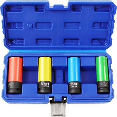 Forceerbesparende inzetstukken Momentsleutel set - 4 delig - 1/2 inch - Chroom-Moly Inserts - 15 mm 17 mm 19 mm 21 mm - breukvast - slagmoersleutels