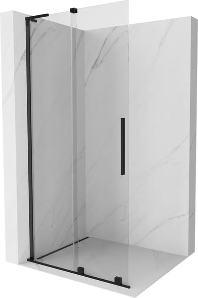 Mexen Velar L schuifbare douchescherm Walk-in 90 x 200 , transparant 8 mm, zwart - 871-090-003-03-70
