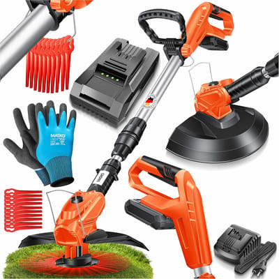 Accu Grastrimmer - Bosmaaier Draadloos - Gazon Onderhoud - Verstelbare Kop - 26 cm Snijbreedte - Oranje