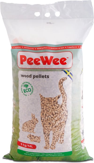Peewee Houtkorrels - Kattenbakvulling 12kg met catessystick