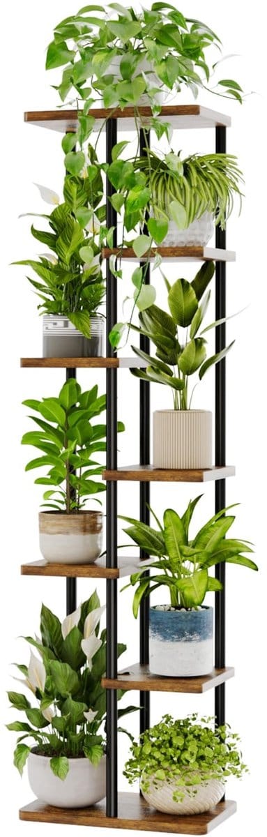 Dailygoods- Plantenstandaard 7 niveaus - Metalen displaystandaard - Ruimtebesparend ontwerp - Voor woonkamer/balkon - 54,5 inch hoog - Stevige constructie - Plantenrek