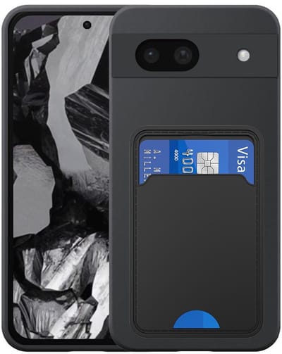 Geschikt voor Google Pixel 8A Telefoonhoesje met TPU Pasjeshouder - Flexible Back Cover Case Siliconen TPU with Cardslot - Zwart - Smartphonica geschikt voor Google Pixel 8A