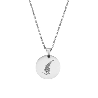 Graveerbare Munt Ketting met Geboortebloem Zilver