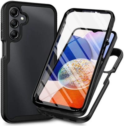 Hoesje met Ingebouwde Screenprotector Geschikt voor Samsung Galaxy A05s | Full Protect valbescherming | Schokbestendige Beschermhoes tegen Vallen | Shockproof | Doorzichtig / Zwart