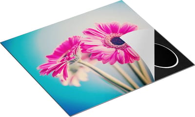 Chefcare Inductie Beschermer Twee Roze Anjers - Bloemen - 60x50 cm - Afdekplaat Inductie - Kookplaat Beschermer - Inductie Mat