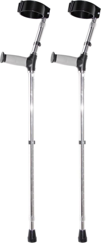 Elleboogkruk soft touch handgreep - Paar - Zilver