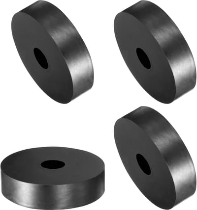4 stuks afstandhouders van rubber, 80 mm buitendiameter, 20 mm binnendiameter, 20 mm hoog, rond, anti-vibratie, dikke rubberen ringen