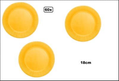 60x Bord 18cm geel karton - Feest festival black and gold party verjaardag