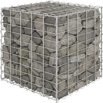 Schanskorf Bloembed - Draadmand - Tuin Decoratie - Roestvrij Staal - 50x50x50 cm - Zilver