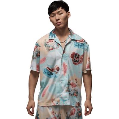 Jordan Essentials Printed Camp Shirt Beige K133