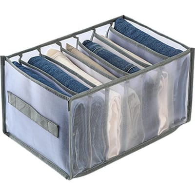 7 roosters/9 roosters Kledingorganisator Kastorganisator Opbergladeverdelers met handvat Garderobe 7 Grids grijs