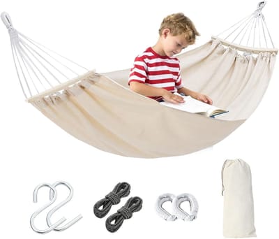 Kinder Hangmat - Schommelbed - Buiten Ontspannen - Anti-rollover ontwerp - 300 kg draagvermogen - Beige