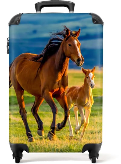 NoBoringSuitcases.com - Koffer - Paarden - Dieren - Landschap - Zon - Kinderen - Past binnen 55x40x20 cm en 55x35x25 cm - Trolley handbagage - Valiezen met wieltjes volwassenen - Reiskoffer op wielen - Rolkoffer lichtgewicht