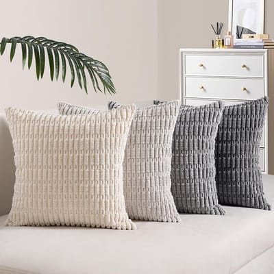 Kleurverloop Kussenhoezen voor Bank - Corduroy Kussenslopen voor Woonkamer en Kinderkamer - Set van 4 Decoratieve Kussens