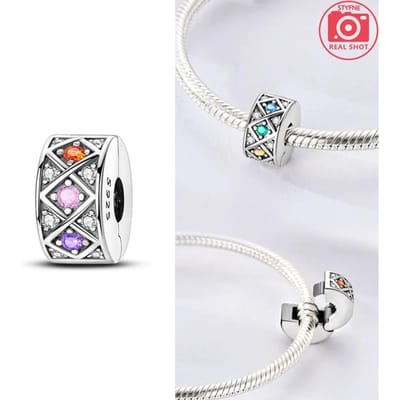 Elegante Verfijnde Echte Koperen Bedel Madeliefje Zirkonia Kralen Stopper Veiligheidsketting Past om Armbanden Sieraden Clip Cadeaus Vrouwen white