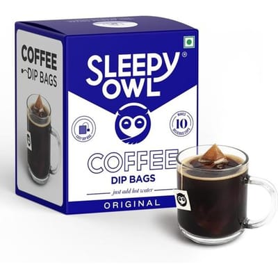 Sachets à Infuser Café Chaud Sleepy Owl (Original) | Lot de 10 sachets-filtres pour Café Chaud | Grains 100% Arabica | Infusion en 5 minutes - ajoutez simplement de l'eau chaude