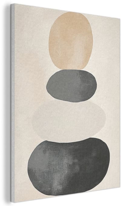 Akoestisch wandpaneel 50x70 cm - Vilt schilderij Japandi - Wabi sabi - Beige - Akoestische panelen - Geluidsdempende wanddecoratie - Geluidsisolatie woonkamer - Muurdecoratie geluidspanelen