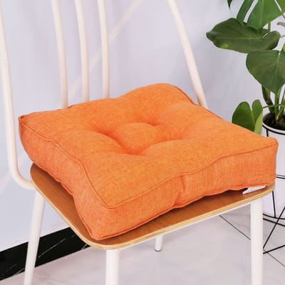 VHV - Stoelkussen - Zitkussen - Tuinstoel Kussen - Vloerkussen - Katoen - Dik gevoerd - Voor binnen en buiten - Voor eetkamerstoelen - 45 x 45 x 10 cm - Oranje